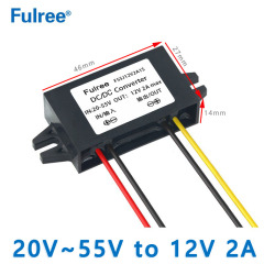 Super Small Size  Input  DC 48V 36V 24V( 20-55V) to  Output DC 12V 1A 2A 3A DC TO  DC Step Down Converter Electric Scooter Buck Power Supply for LED Lights