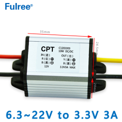 Input DC 12V(6.3-22V) to Output DC   3.3V 3A Max   9.9W Step Down Voltage Buck PVC /ALU  DC to DC  Converter Regulator Car CCTV Camera Power Supply Module