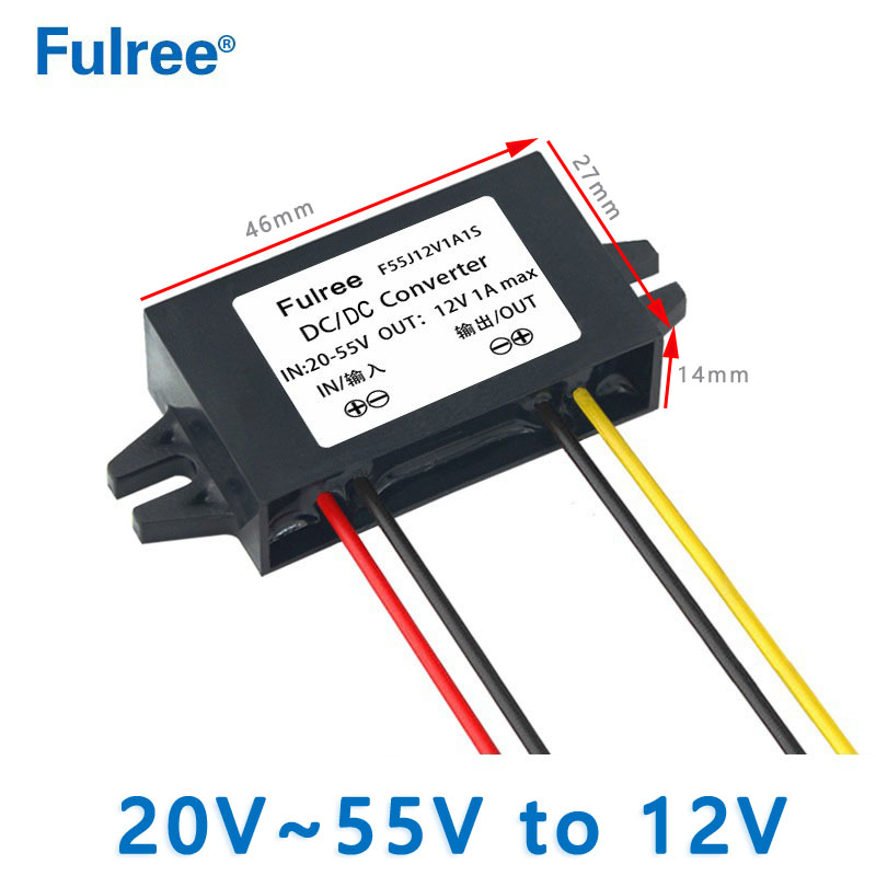 Super Small Size  Input  DC 48V 36V 24V( 20-55V) to  Output DC 12V 1A 2A 3A DC TO  DC Step Down Converter Electric Scooter Buck Power Supply for LED Lights