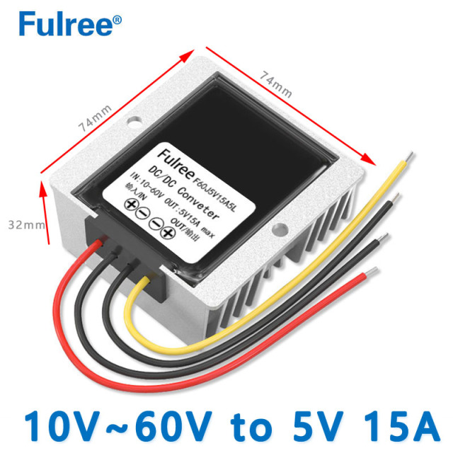 Input  DC   12V 24V 36V 48V(10-60V) to Output DC 5V 5A 10A 20A 100W DC DC Step Down Converter Golf Cart Ebike Voltage Regulator