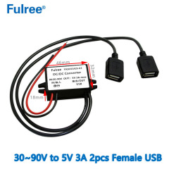 INPUT   DC 36V 48V 60V 72V (30-90V) to Output  DC   5V  3A Max Inverter Converter Micro MINI  USB  Car Phone Charger Adapter Power Supply for GPS DVR Recorder
