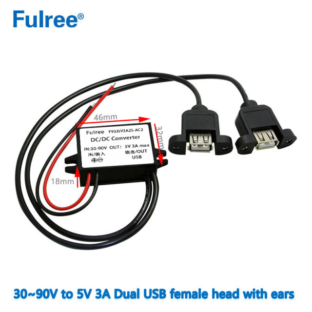 INPUT   DC 36V 48V 60V 72V (30-90V) to Output  DC   5V  3A Max Inverter Converter Micro MINI  USB  Car Phone Charger Adapter Power Supply for GPS DVR Recorder