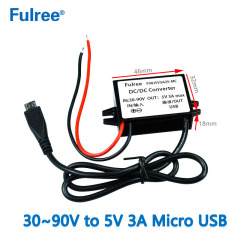 INPUT   DC 36V 48V 60V 72V (30-90V) to Output  DC   5V  3A Max Inverter Converter Micro MINI  USB  Car Phone Charger Adapter Power Supply for GPS DVR Recorder