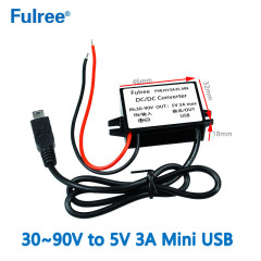 INPUT   DC 36V 48V 60V 72V (30-90V) to Output  DC   5V  3A Max Inverter Converter Micro MINI  USB  Car Phone Charger Adapter Power Supply for GPS DVR Recorder