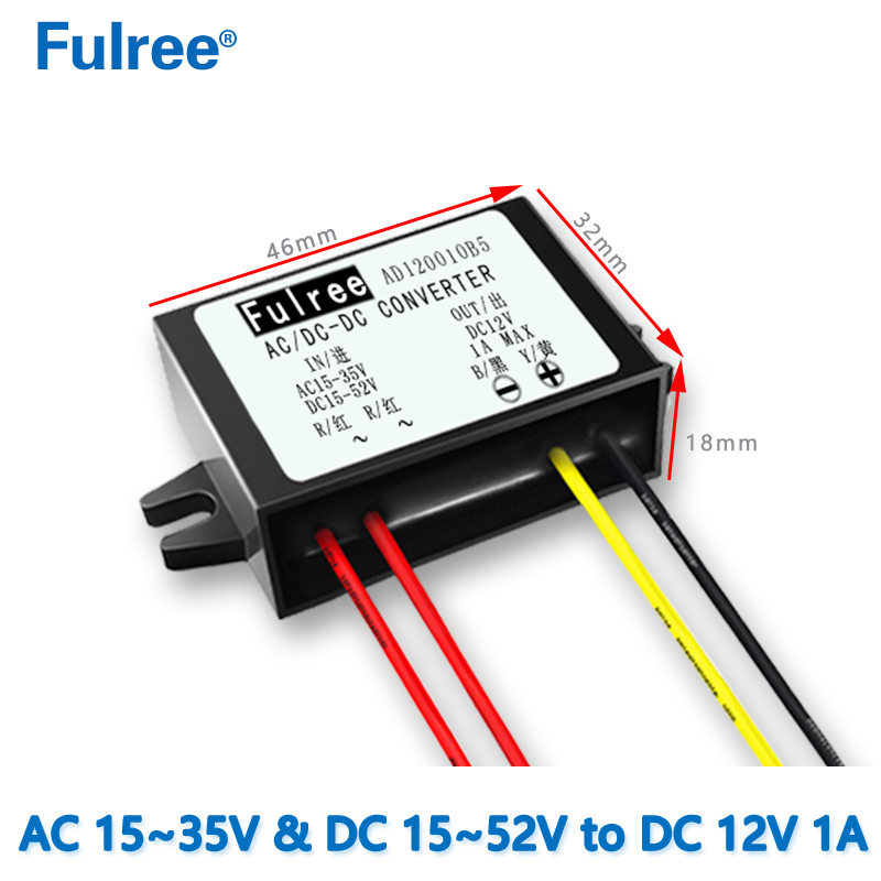 Input AC/DC 24V （AC 15-35V and  DC 15-52V）   to    Output DC   12V  1A/2A/3A   AC/DC to DC Buck Converter Module