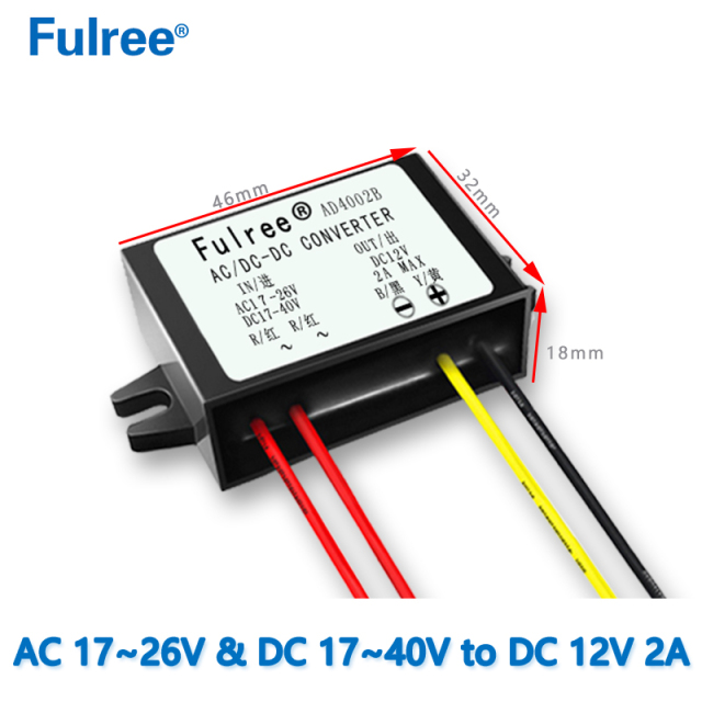 Input  AC/DC 24V (AC 17-26V and DC 17-40V )   to    Output DC   12V  1A / 2A /3A  AC/DC to DC converter  Step Down Transformer Power Module for Monitoring