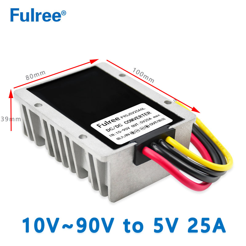 Input  DC  36V 48V 60V 72V (10-90V) to   Output DC 5V 20A 100W 25A 125W DC-DC Step-Down Car Buck Power Converter LED Display Screen Power Supply Module