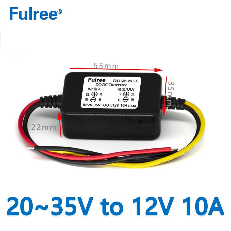 Fulree 24V to 12V 3A 5A 10A DC DC Converter 24 Volt Step Down to 12 Volt 60W 120W Buck Voltage Car Truck CCTV DVR Power Supply