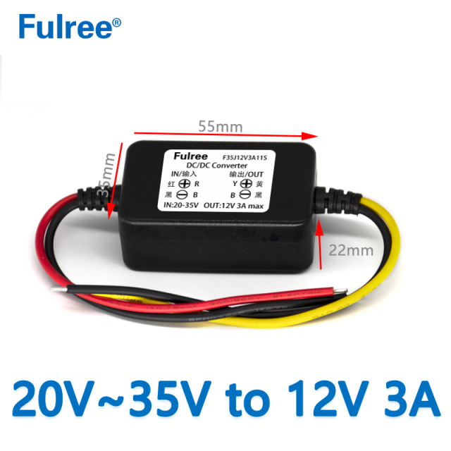 Fulree 24V to 12V 3A 5A 10A DC DC Converter 24 Volt Step Down to 12 Volt 60W 120W Buck Voltage Car Truck CCTV DVR Power Supply