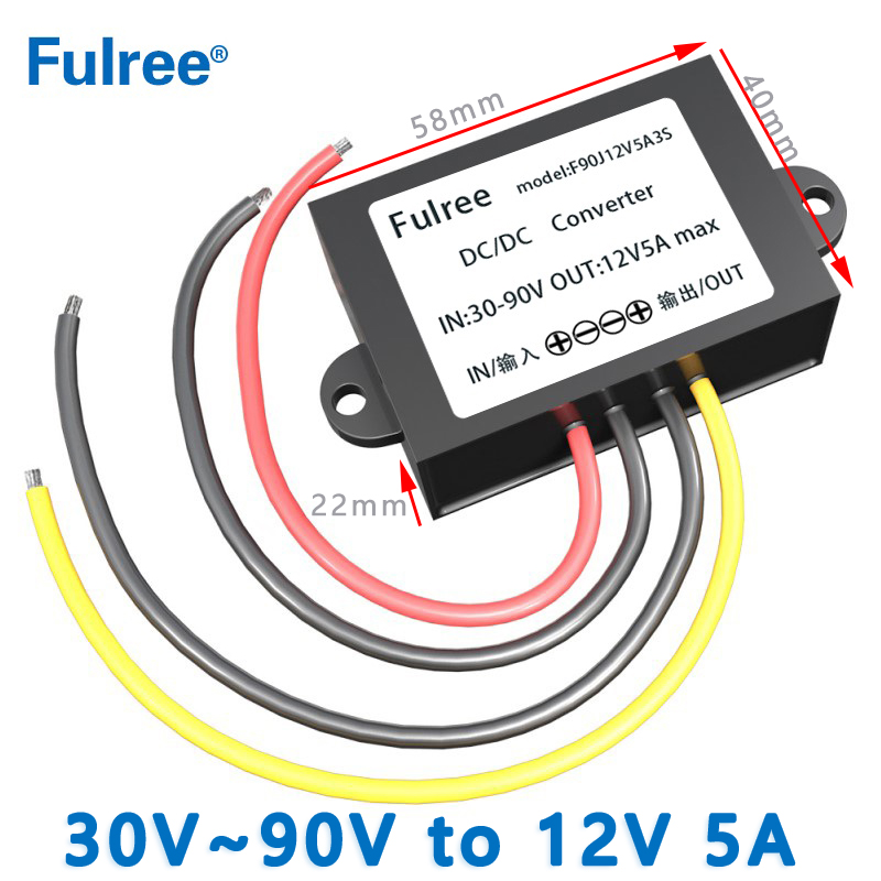 Input DC 36V 48V 60V 72V( 30-90V) to Output DC 12V  3A 5A 8A  10A 12A  15A 20A DC to DC Converter ACC Enable Cable