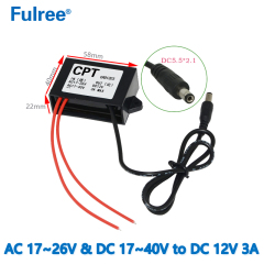 Input  AC / DC 24V (AC 17-26V  and  DC 17-40V )   to    Output DC   12V  1.5A / 2A / 3A Max AC/DC to DC converter FOR CCTV Monitor