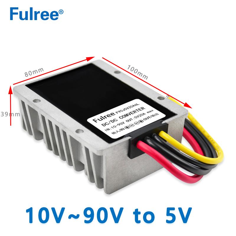 36V 48V 60V 72V (10-90V) to 5V 20A 100W 25A 125W DC-DC Step-Down Car Buck Power Converter LED Display Screen Power Supply Module