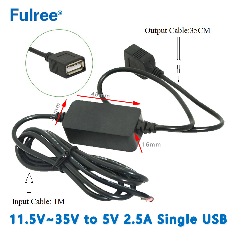 Dual Car USB Charger DC-DC Step Down Converter Input  DC 12V 24V (11.5V-35V) to Output DC  5V 1A 2A 2.5A Single Double USB Charging Port for Mobile Phone
