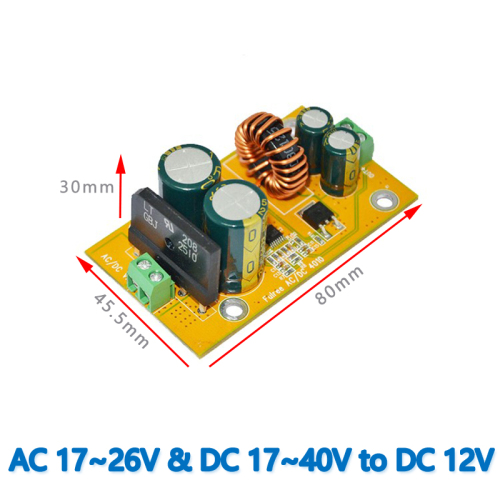 Input  AC 24V(AC 17-26V  and DC 17-40V)   to    Output DC   12V  5A 60 W  max  DC Step Down Buck Voltage Car Power Supply Module