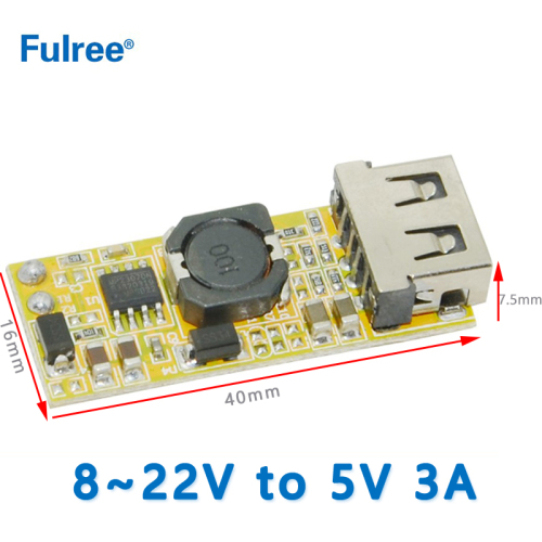 Input DC   12V（8-22V）    to  Output DC 5V 3A Max  15w    USB Mobile Phone Charging Charger Circuit PCB Board DC DC Step Down Buck Converter