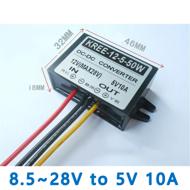 Input  DC 12V(8.5-28V)to Output  DC 5V 8A  10A DC-DC converter