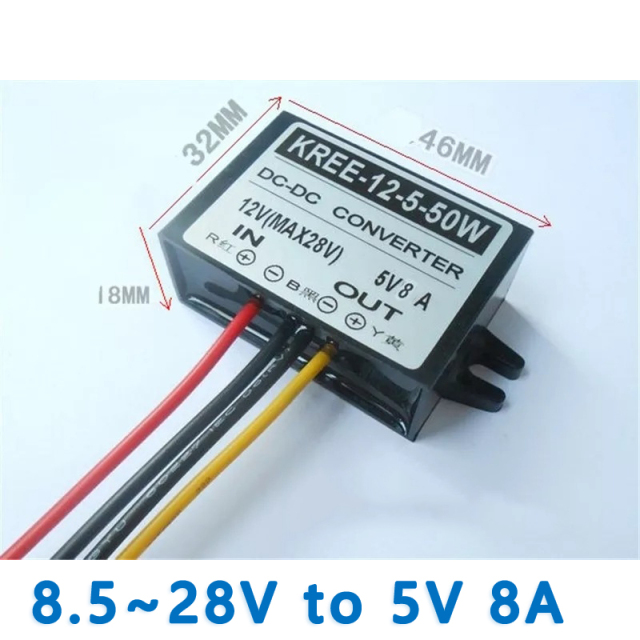 Input  DC 12V(8.5-28V)to Output  DC 5V 8A  10A DC-DC converter