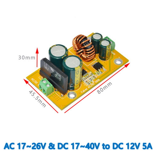 Input  AC 24V(AC 17-26V  and DC 17-40V)   to    Output DC   12V  5A 60 W  max  DC Step Down Buck Voltage Car Power Supply Module