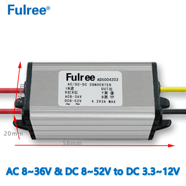  Input  AC 8-36V and DC 8-52V   to    Output DC 3.3V    4.2V 5V  6V  7.5V 9V  12V  3A MAX  AC/DC to DC converter  Car Step Down Buck Power Supply