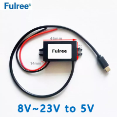 Input DC 12V （8-23V ）to  Output DC  5V  3A   15W Max Micro USB 5Pin Male Plug Connector Adapter Car Phone Charger DC DC Converter DVR Dash Cam Power Supply