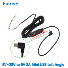 3M Input DC 12V (8-23V)  to  Output DC  5V 3A 15W Max  DC Step Down Buck Converter Straight Angled Curved Bend Mini Micro USB DVR GPS CCTV Monitor Camera Car Charger