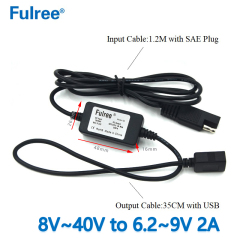 INPUT   DC 12V 24V (8-40V)  TO    Output   DC 3.6-12V    3A  2A  1.5A  SAE Connector to USB Adapter Quick Disconnect Motorcycle Car Quick Charge 3.0 Cable Kit for Mobile Phone Tablet GPS