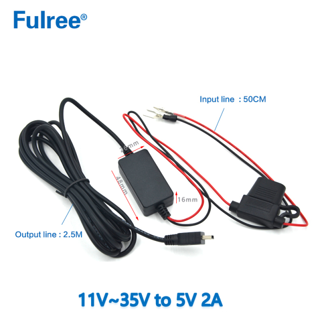 3M 10FT Mini Micro USB 12V 24V to 5V Dash Cam Hardwire Kit Low Voltage Protection GPS Radar Detector Charging DC DC Converter