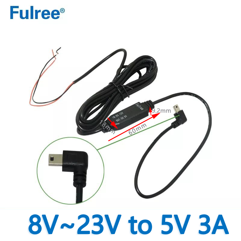 3M Input DC 12V (8-23V)  to  Output DC  5V 3A 15W Max  DC Step Down Buck Converter Straight Angled Curved Bend Mini Micro USB DVR GPS CCTV Monitor Camera Car Charger
