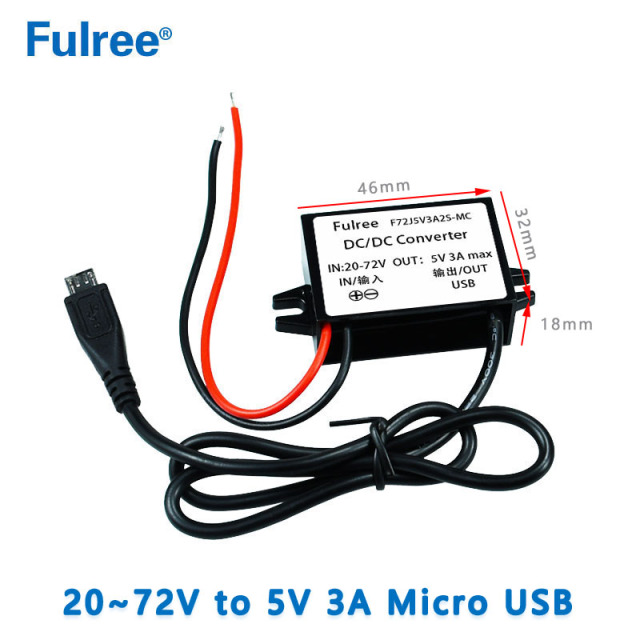 USB Socket   INput DC 24V 36V 48V 60V (20-72V)Step Down to  Output DC 5V  3A MAX Car Phone Charger Forklift Electronic Scooter Bicycle for Bulb GPS