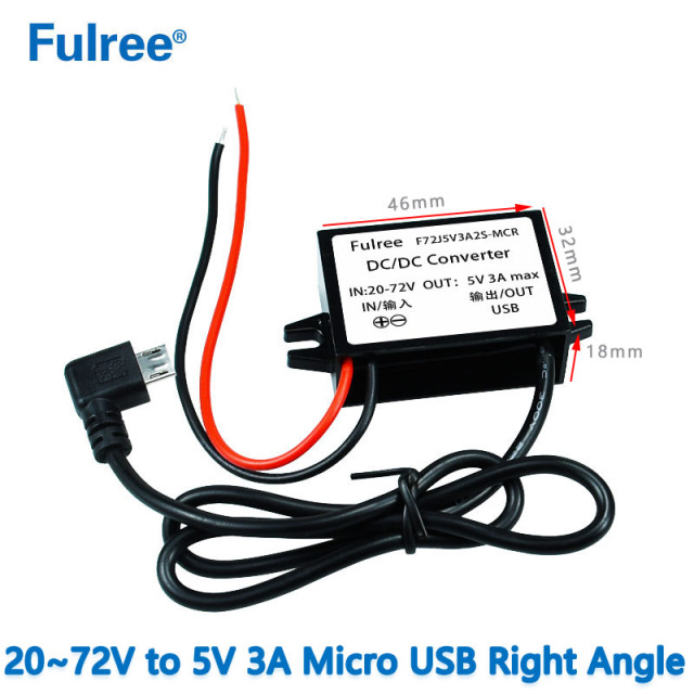 USB Socket   INput DC 24V 36V 48V 60V (20-72V)Step Down to  Output DC 5V  3A MAX Car Phone Charger Forklift Electronic Scooter Bicycle for Bulb GPS