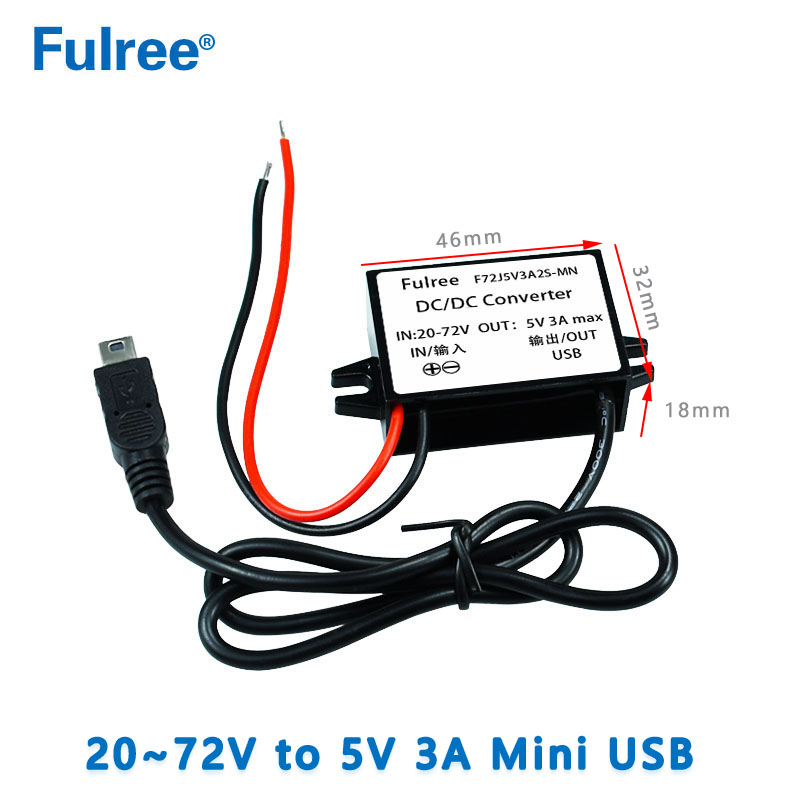 USB Socket   INput DC 24V 36V 48V 60V (20-72V)Step Down to  Output DC 5V  3A MAX Car Phone Charger Forklift Electronic Scooter Bicycle for Bulb GPS