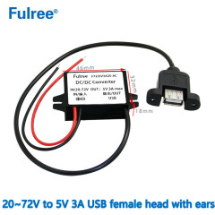 USB Socket   INput DC 24V 36V 48V 60V (20-72V)Step Down to  Output DC 5V  3A MAX Car Phone Charger Forklift Electronic Scooter Bicycle for Bulb GPS