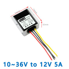 Input DC12V/24V(10-36V) to Output DC  12V 5A  10A MAX  DC-DC Step-up Step-down Voltage Regulator