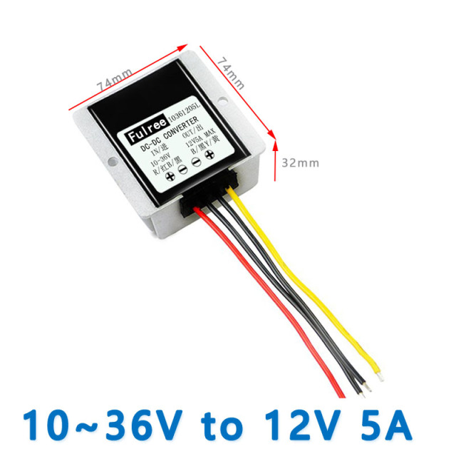 Input DC12V/24V(10-36V) to Output DC  12V 5A  10A MAX  DC-DC Step-up Step-down Voltage Regulator