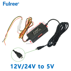 Mini Micro USB 12V 24V to 5V 2.5A Car DVR Intelligent Buck Line Hard Wire Kit for Car Dashcam Camera 24 Hours Parking Monitoring
