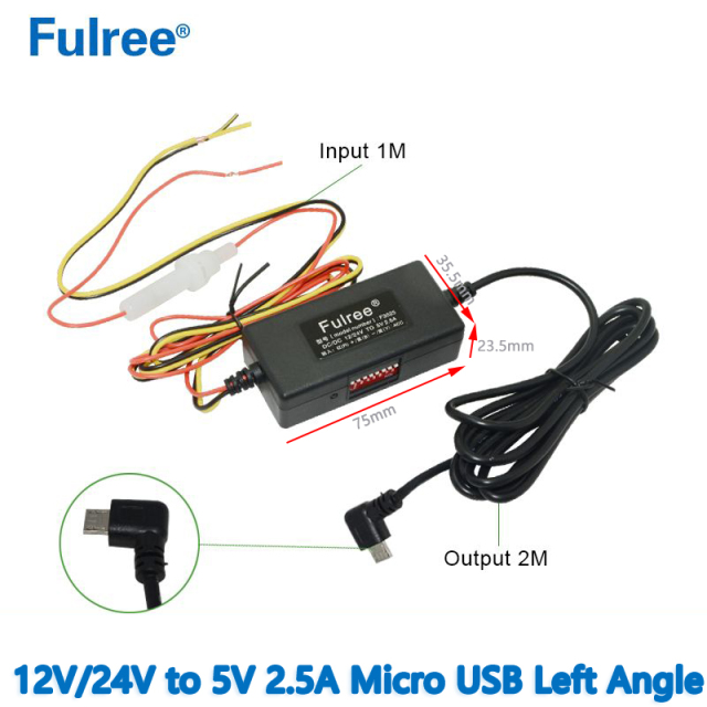 Mini Micro USB Input DC 12V/24V to   Output DC 5V 2.5A  DC to DC converter for Car Dashcam Camera 24 Hours Parking Monitoring