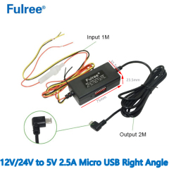 Mini Micro USB Input DC 12V/24V to   Output DC 5V 2.5A  DC to DC converter for Car Dashcam Camera 24 Hours Parking Monitoring