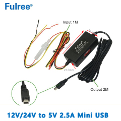 Mini Micro USB Input DC 12V/24V to   Output DC 5V 2.5A  DC to DC converter for Car Dashcam Camera 24 Hours Parking Monitoring