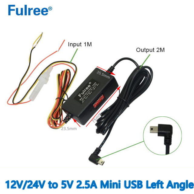 Mini Micro USB Input DC 12V/24V to   Output DC 5V 2.5A  DC to DC converter for Car Dashcam Camera 24 Hours Parking Monitoring