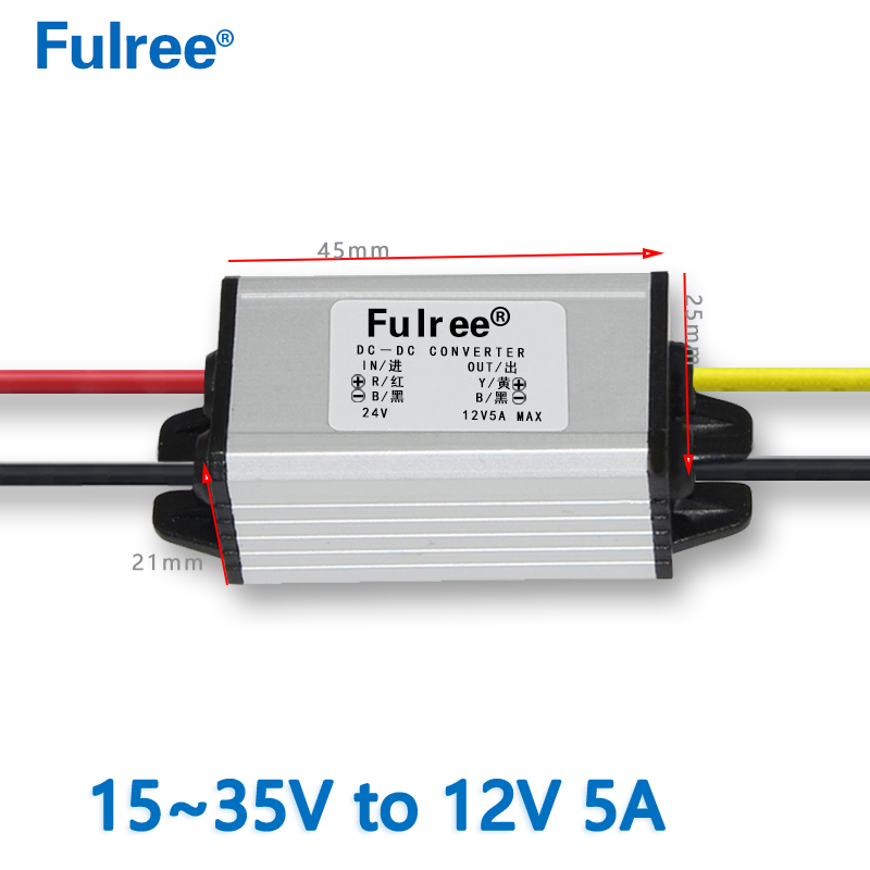 Best Price   Input DC  24V  （15-35V） to  Output DC 12V 5A  Max  DC to  DC Step Down Car Voltage Converter   Buck Volt Regulator