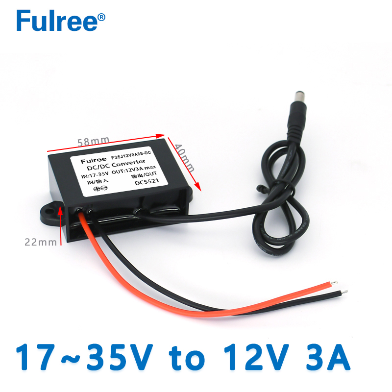 24V to 12V DC 3A 5A Step Down Power Converter Output DC 5.5 X 2.1mm Jack Adapter Connector Plug CCTV Camera