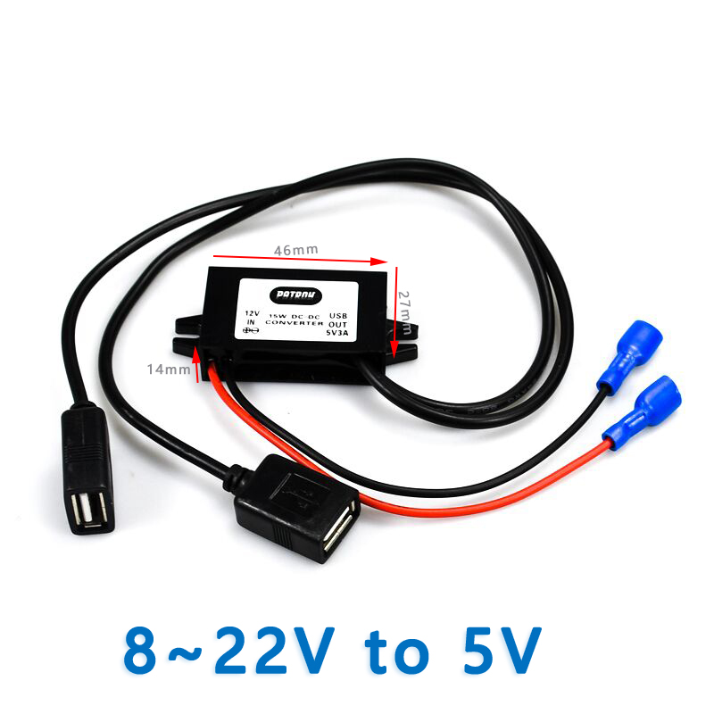 LOW MOQ CUSTOM LOGO Cable Length Connector 12V Step Down to 5V 12 Volt to 5 Volt DC DC Buck Converter USB Car Charger