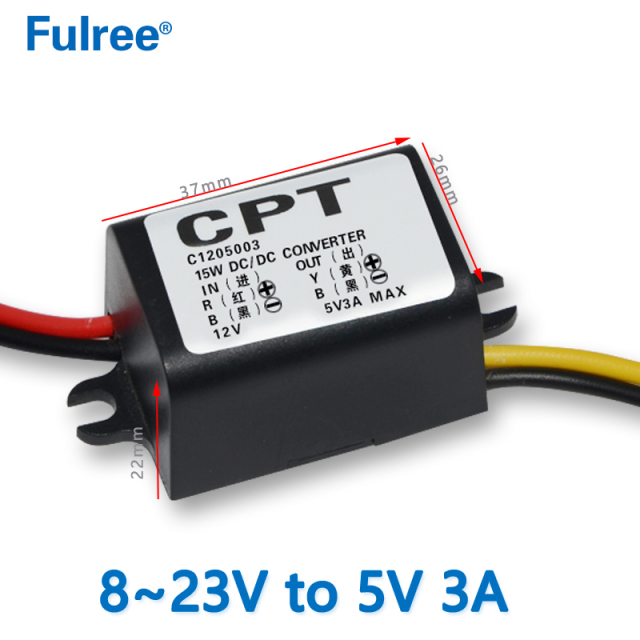 IP68 Waterproof    Input  DC  12V(8-23V) to   Output DC  5V  3A Max   dc to dc converter Step Down Voltage Regulator Module