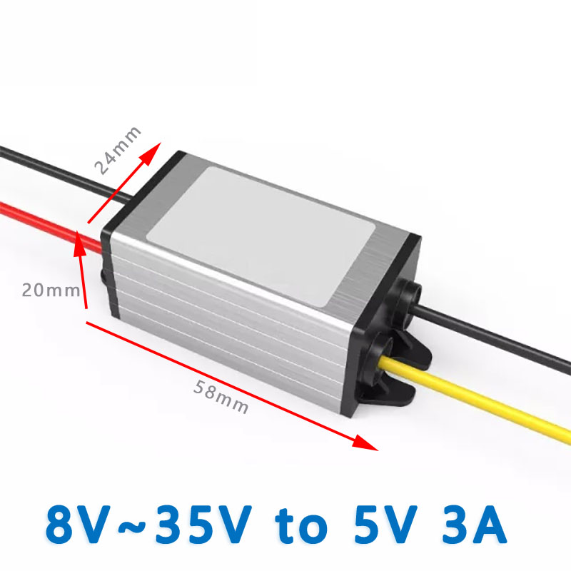 Input  DC 12V 24V( 8-35V) to Output DC  5V 3A 5A Max  15W  25W DC DC Step Down Converter Car Boat Bus Buck Voltage Regulator