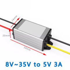Input  DC 12V 24V( 8-35V) to Output DC  5V 3A 5A Max  15W  25W DC DC Step Down Converter Car Boat Bus Buck Voltage Regulator