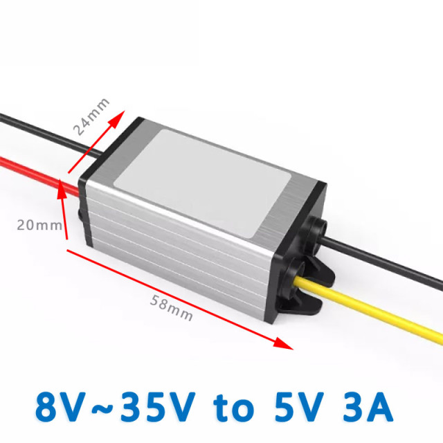 Input  DC 12V 24V( 8-35V) to Output DC  5V 3A 5A Max  15W  25W DC DC Step Down Converter Car Boat Bus Buck Voltage Regulator
