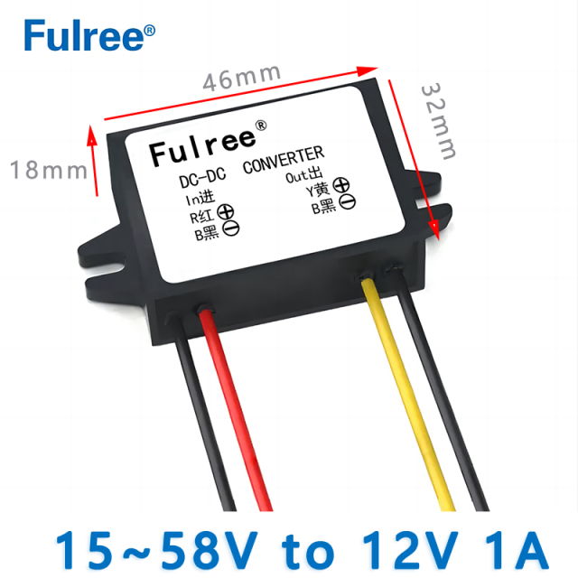 Fulree  Input  DC  24V 36V 48V( 15V~58V) to Output  DC 12V  1A 2A 3A  DC  to DC converter