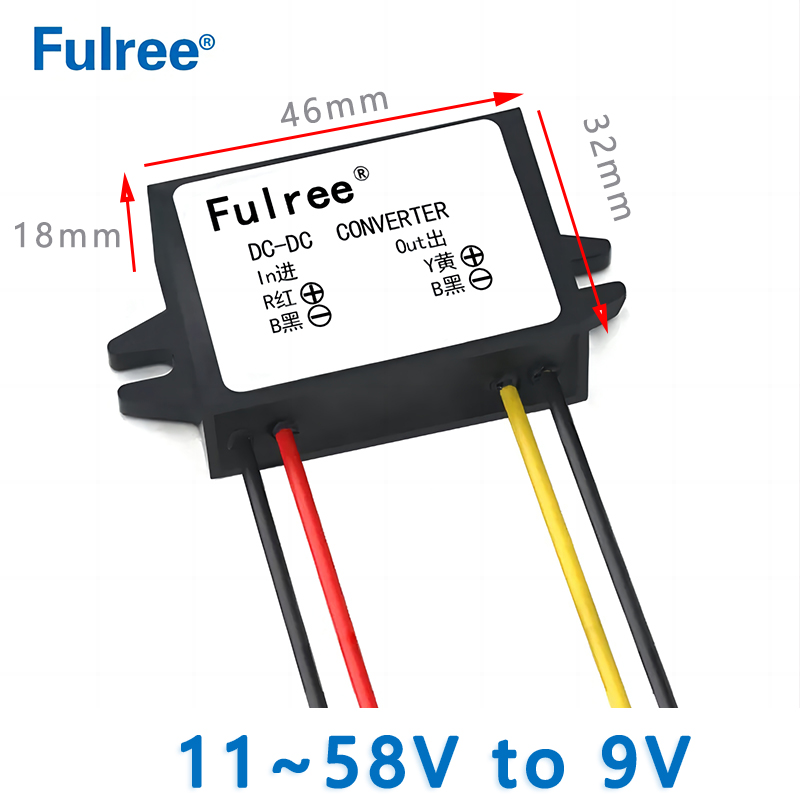 Fulree  Input  DC 12V 24V 36V 48V( 11V~58V) to Output  DC 9V  1A 2A 3A  Buck  DC-DC converter