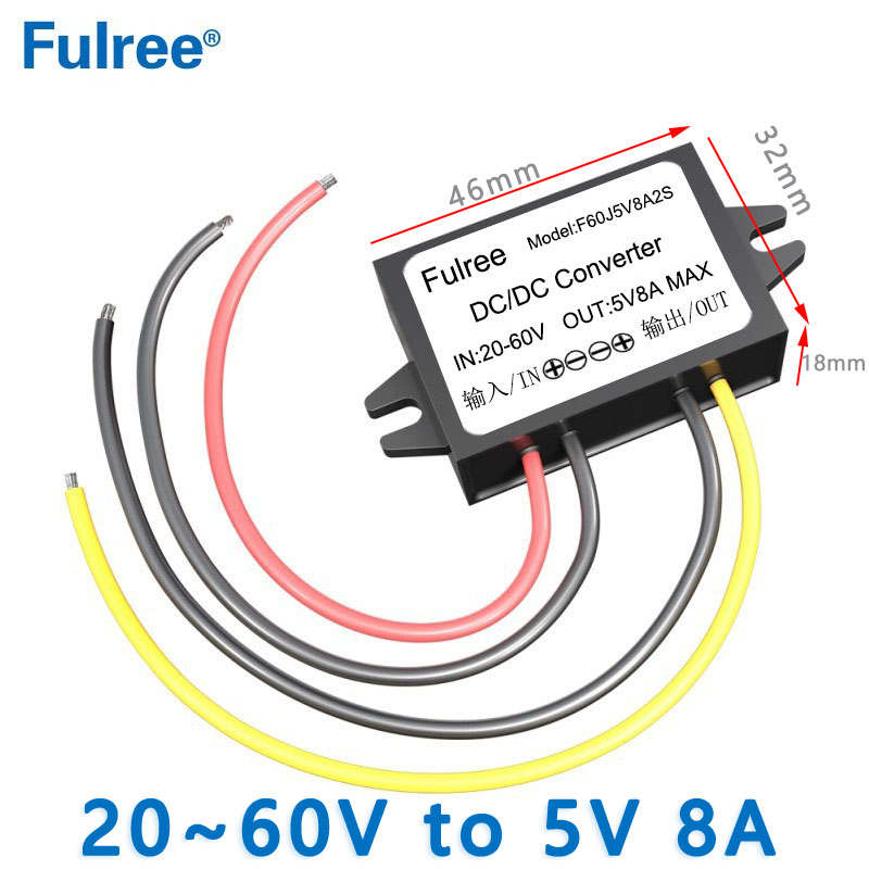 Fulree   Input  DC 24V 36V 48V( 20-60V) to  Output DC   5V 1A 2A 3A 5A 8A  DC-DC Step Down Voltage Converter 