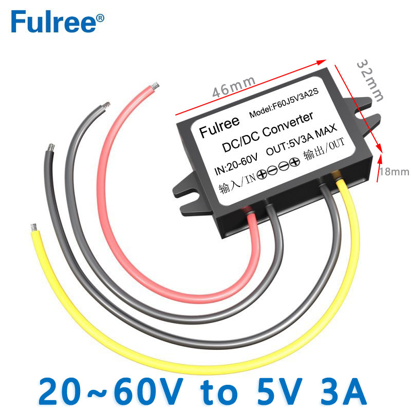 Fulree   Input  DC 24V 36V 48V( 20-60V) to  Output DC   5V 1A 2A 3A 5A 8A  DC-DC Step Down Voltage Converter 